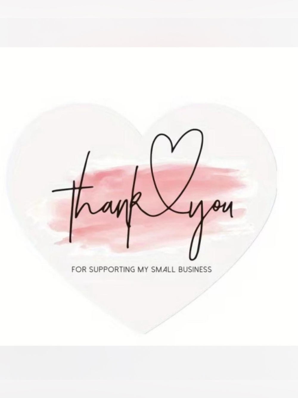 💜 NWT White Heart Shaped w/ Pink Watercolor Small Business Thank You Cards (50)